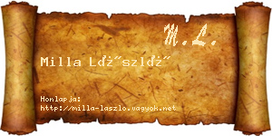 Milla László névjegykártya