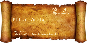 Milla László névjegykártya
